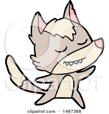 Friendly Cartoon Wolf Dancing by lineartestpilot