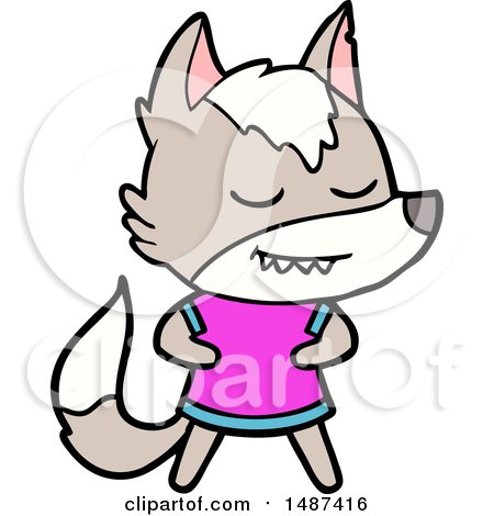 Friendly Cartoon Wolf Girl by lineartestpilot