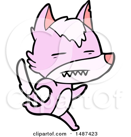 Cartoon Wolf Running Showing Teeth by lineartestpilot