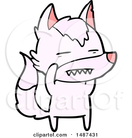 Cartoon Wolf Showing Teeth by lineartestpilot