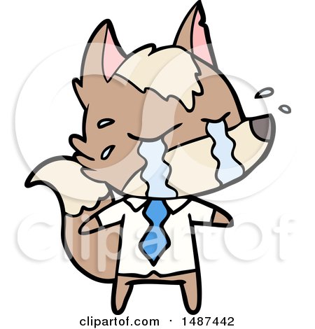 Cartoon Crying Wolf Wearing Work Clothes by lineartestpilot