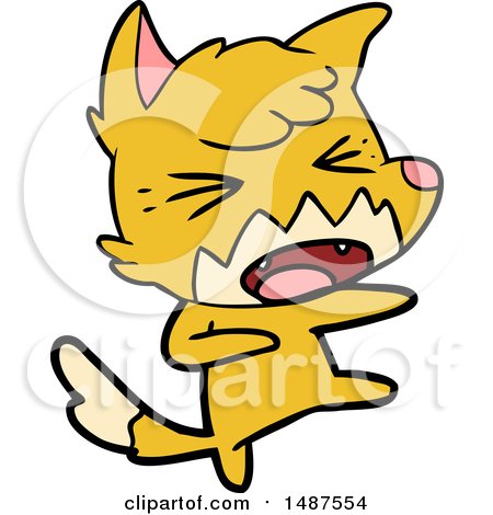 Angry Cartoon Fox Attacking by lineartestpilot
