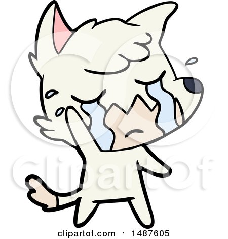 Crying Waving Fox Cartoon by lineartestpilot
