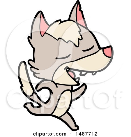 Cartoon Running Wolf Laughing by lineartestpilot