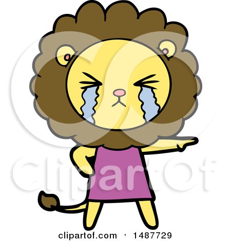 Cartoon Crying Lion Wearing Dress by lineartestpilot