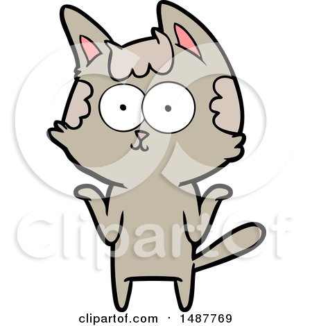 Happy Cartoon Cat Shrugging;shoulders by lineartestpilot