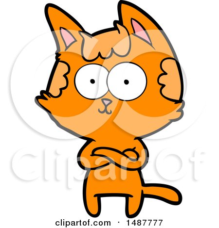 Happy Cartoon Cat with Crossed Arms by lineartestpilot