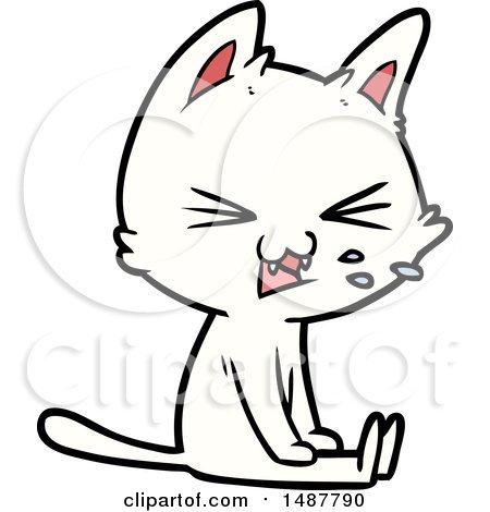 Cartoon Sitting Cat Hissing by lineartestpilot