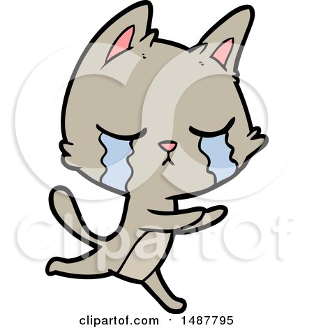 Crying Cartoon Cat Running by lineartestpilot