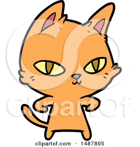 Cartoon Cat Staring by lineartestpilot