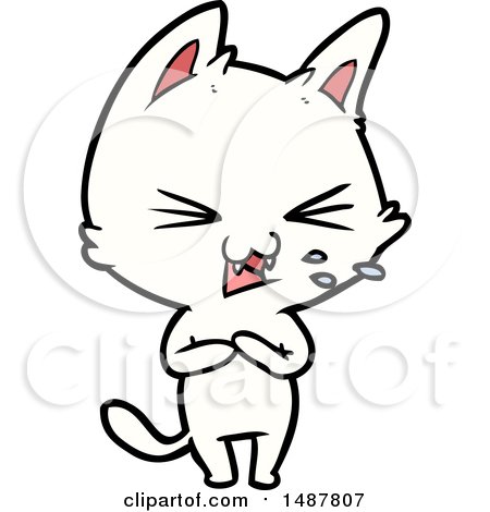 Cartoon Cat Hissing by lineartestpilot