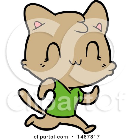 Cartoon Happy Cat Running by lineartestpilot