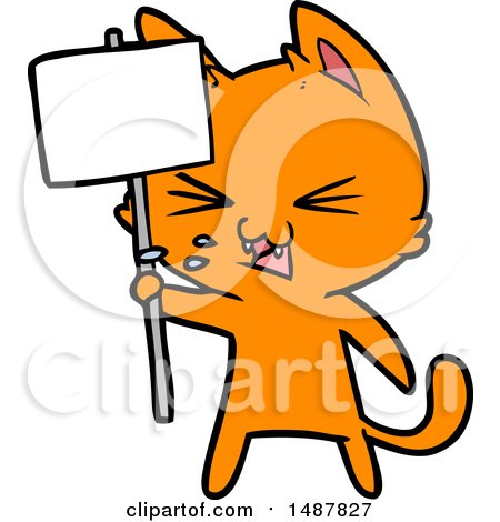 Cartoon Cat Protesting by lineartestpilot