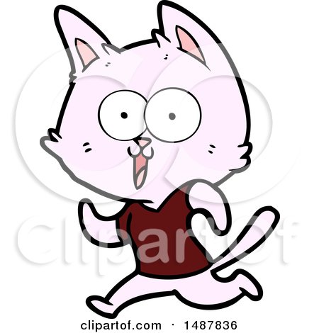 Funny Cartoon Cat Jogging by lineartestpilot