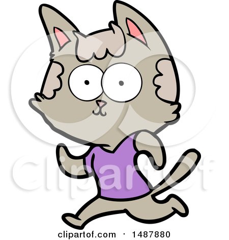 Happy Cartoon Cat Jogging by lineartestpilot