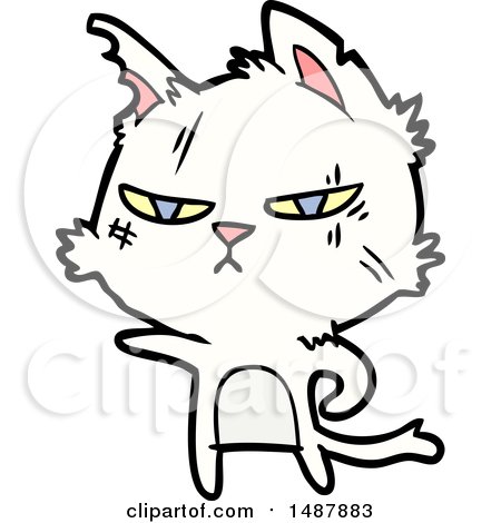 Tough Cartoon Cat Pointing by lineartestpilot