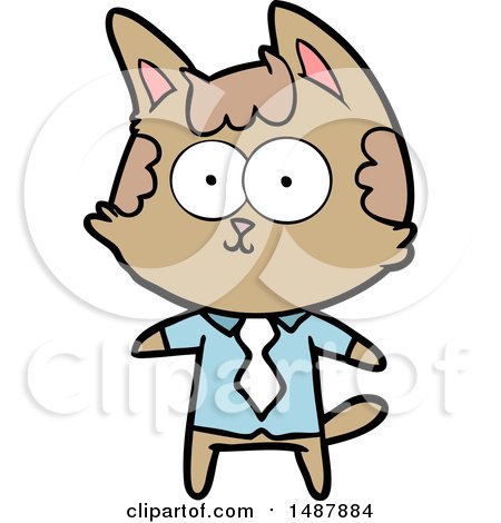 Happy Cartoon Cat Office Worker by lineartestpilot