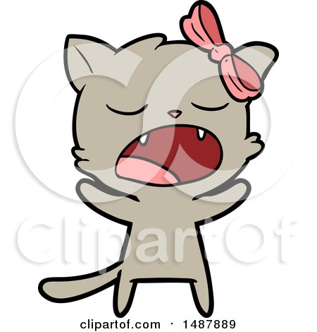 Cartoon Yawning Cat by lineartestpilot
