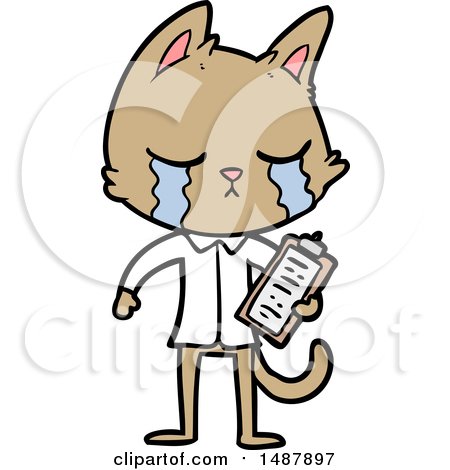 Crying Cartoon Business Cat by lineartestpilot