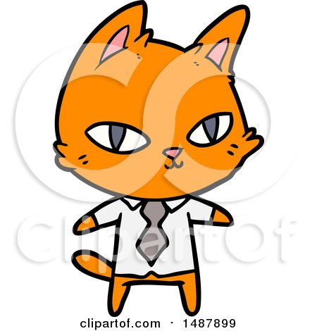 Cartoon Cat in Office Clothes by lineartestpilot
