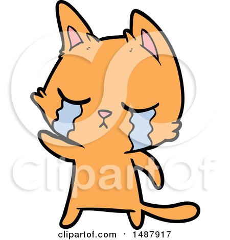 Crying Cartoon Cat Pointing by lineartestpilot