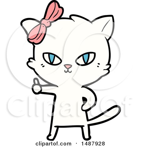 Cute Cartoon Cat Giving Thumbs up Symbol by lineartestpilot