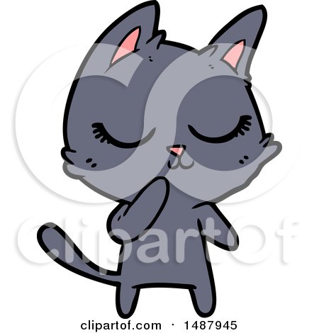 Calm Cartoon Cat Considering by lineartestpilot