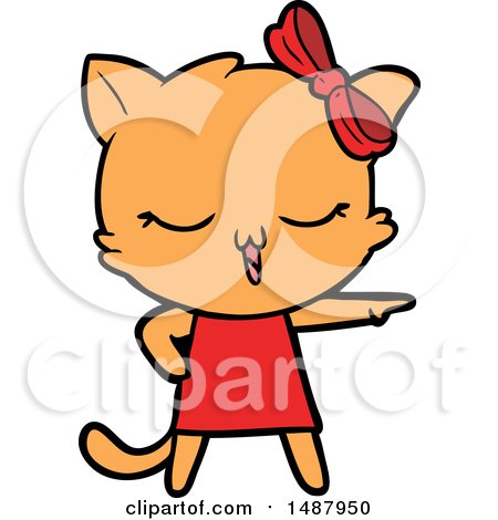 Cartoon Cat with Bow on Head by lineartestpilot