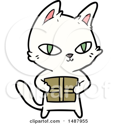 Cartoon Cat Holding Parcel by lineartestpilot