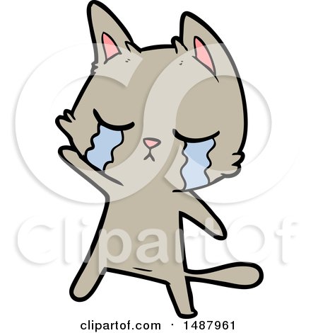 Crying Cartoon Cat by lineartestpilot