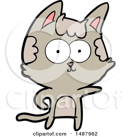 Happy Cartoon Cat Pointing by lineartestpilot