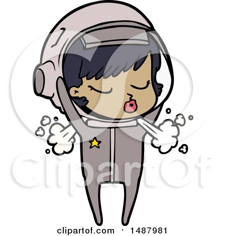 Cartoon Pretty Astronaut Girl Taking off Helmet by lineartestpilot