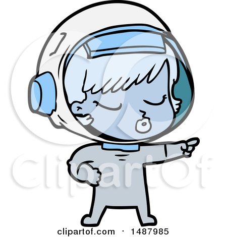 Cartoon Pretty Astronaut Girl Pointing by lineartestpilot