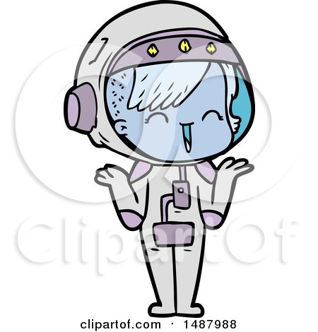 Happy Cartoon Space Girl Shrugging Shoulders by lineartestpilot