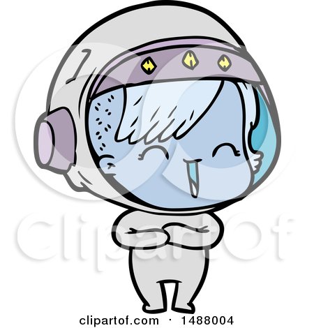 Cartoon Laughing Astronaut Girl by lineartestpilot