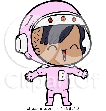 Cartoon Laughing Astronaut Girl by lineartestpilot