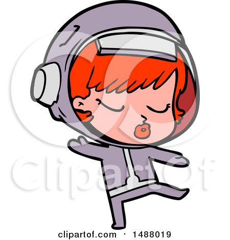 Cartoon Pretty Astronaut Girl Dancing by lineartestpilot