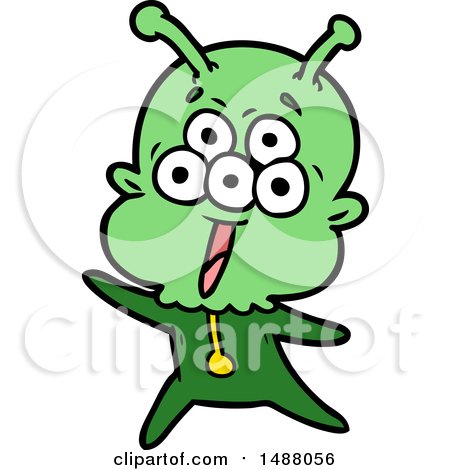Happy Cartoon Alien by lineartestpilot