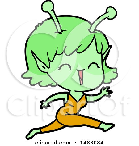 Cartoon Alien Girl Laughing by lineartestpilot