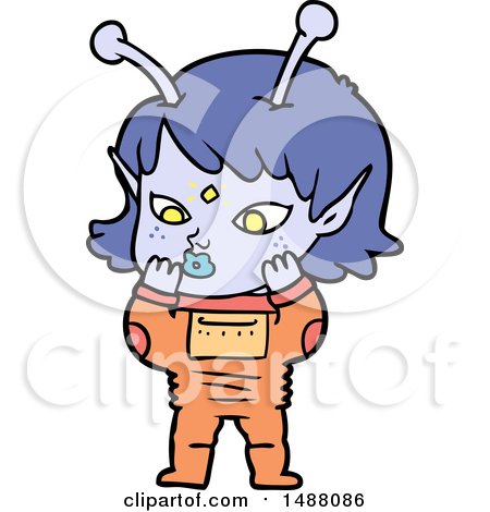 Pretty Cartoon Nervous Alien Girl by lineartestpilot