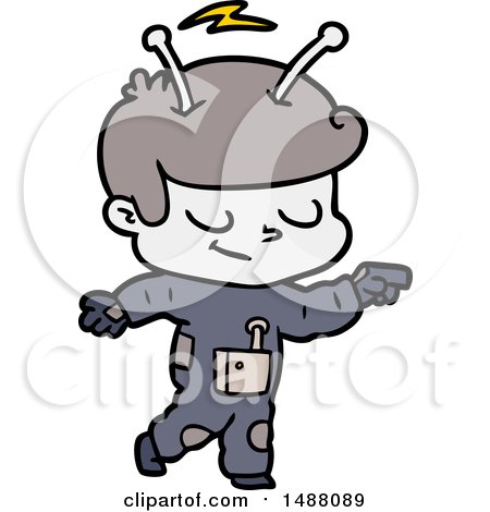 Friendly Cartoon Spaceman Pointing by lineartestpilot