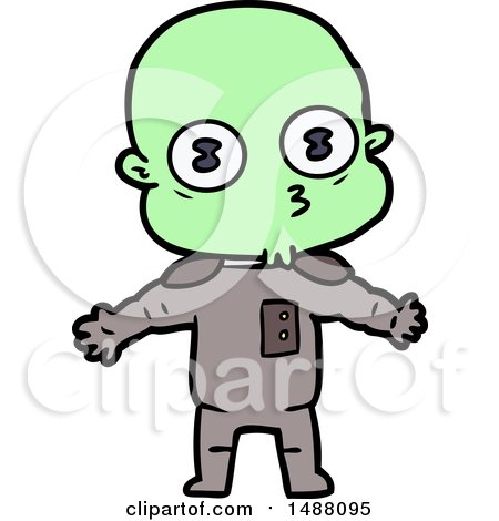 Cartoon Weird Bald Spaceman by lineartestpilot