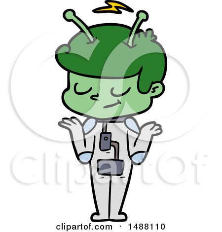 Friendly Cartoon Spaceman Shrugging by lineartestpilot