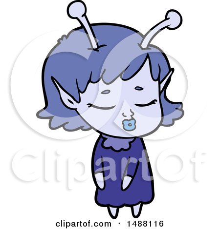 Cute Alien Girl Cartoon by lineartestpilot