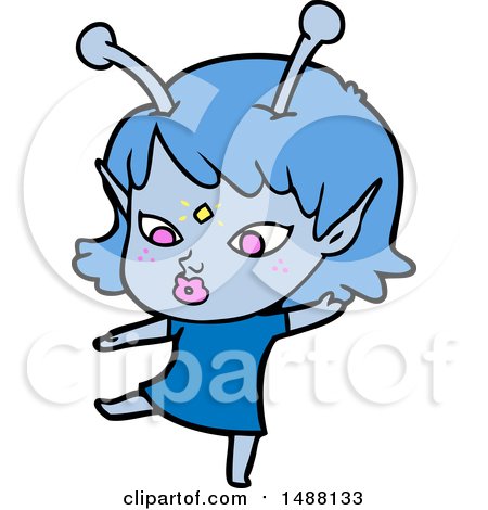 Pretty Cartoon Alien Girl by lineartestpilot