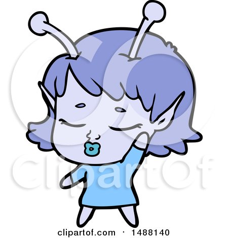 Cute Alien Girl Cartoon by lineartestpilot