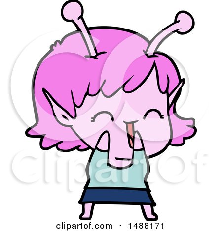 Cartoon Alien Girl Laughing by lineartestpilot