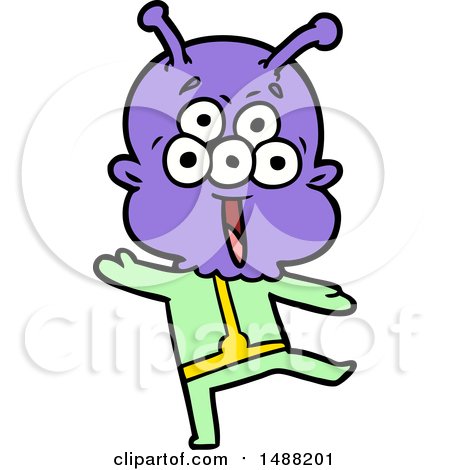 Happy Cartoon Alien Dancing by lineartestpilot
