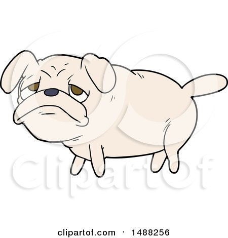 Cartoon Unhappy Pug Dog by lineartestpilot