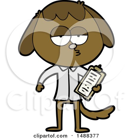 Cartoon Bored Dog in Office Clothes by lineartestpilot